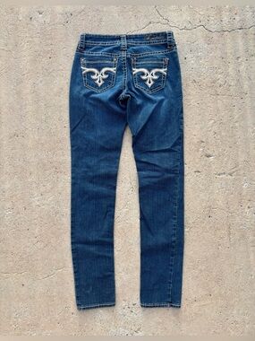 Y2K Hydraulic Embroidered Pocket Skinny Jeans Size 5/6